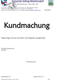 Kundmachung Amtstafel